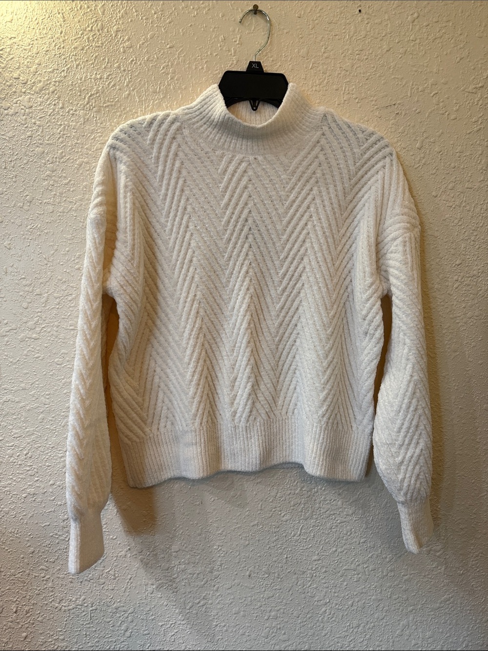 Hippie Rose Cream Chevron Knit Turtleneck Sweater